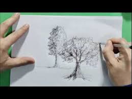 23 disegni albero di natale da colorare. Disegnare Un Albero Tutorial Tecnica Scribble Youtube