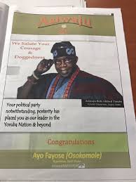 He was lagos state governor from 1999 to 2007. Seriake Dickson Celebrates Tinubu S 65th Birthday With Newspaper Advert Politics Nigeria