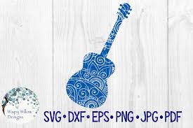 Download Free Acoustic Guitar Floral Mandala Zentangle Svg Dxf Eps Png Jpg Pdf Crafter File