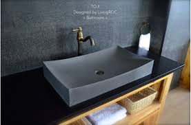 Resistant to detergents, high and low temperatures. 700mm Grey Basalt Stone Wash Bathroom Basin Concrete Look Toji