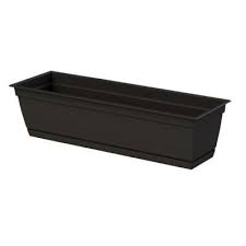 7 90 In X 24 00 In Black Plastic Window Box 12 Pack 486244 1001 The Home Depot Plastic Windows Window Box Window Planter Boxes