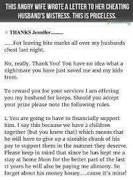 After Being Cheated On This Wife Writes A Letter To The Other Woman And It S Priceless Trend Mistress Quotes Letters To Boyfriend Cheating Husband Quotes