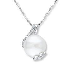 Our jewelry professionals recommend to restring pearl strand necklaces or pearl. Cultured Pearl Necklace 1 10 Ct Tw Diamonds Sterling Silver Kay