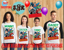 Birthday Boy Family Birthday T Shirt Design Justice League Birthday Boy Family Shirts Design Raglan Long Sleeve Short Sleeve Tank Tops Infant Toddler Size Family Shirt Design Boy Birthday Birthday Shirts