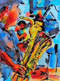 The modern period impressionism in music: Baritone Sax Player Modern Music Art Mixed Media By Ginette Callaway