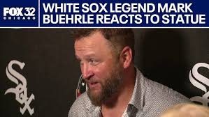 White Sox legend Mark Buehrle reacts to his statue