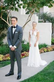 First Look Lace Wedding Dress Hyatt Huntington Beach Orange County Wedding Hannah Sea Perfect Wedding Dress Wedding Dresses Lace Orange County Wedding