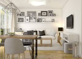 Kleines Wohn Esszimmer Holzboden Wand Bilderleiste Weisses Sofa Wand Fernseher Wohn Esszimmer Esszimmer Einrichten Kleines Wohnzimmer Esszimmer