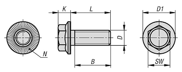 Stahl 8.8, stahl 8.8 verzinkt, stahl 10.9, stahl 10.9 verzinkt, edelstahl a2, edelstahl a4. Sechskantschrauben Mit Flansch Und Sperrrippen Norelem De