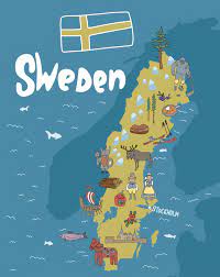 Aside from being the third largest country in europe by size and one the most sparsely populated it's. Hand Drawn Illustration Of Sweden Map With Tourist Attractions Travel Concept Sweden Stockholm Scandinavia Object Landmark Vector Doodle Map Illustrations Set 2172324 Vector Art At Vecteezy