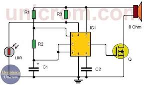 Circuito en operación sin humo. Detector De Oscuridad Sonoro Con 555 Aviso Aud