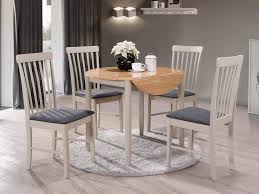 Modern farmhouse grey and white dining table makeover. Dining Room Furniture Finish Light Oak Stone Grey Painted Kyla Painted Solid Wood Round Drop Leaf