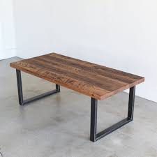 Detailed diy plans showing exactly how to build a beautiful coffee table with angled legs for under $30! Reclaimed Wood Coffee Table Industrial U Shaped Steel Legs What We Make