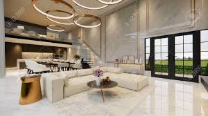 Browse 157 luxury homes interior pictures on houzz. 3d Rendering Interior House Modern Open Living Space With Kitchen Luxury Stock Photo Picture And Royalty Free Image Image 147135846