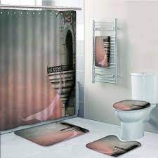 Check spelling or type a new query. Rose Bathroom Rug Set Shower Curtain Bath Mat Non Slip Toilet Seat Lid Cover Bath Bathroom Accessories