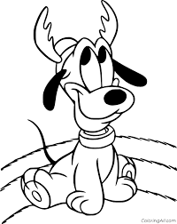 Pluto coloring pages coloring pages funny coloring. Baby Pluto Dresses As A Reindeer Coloring Page Coloringall