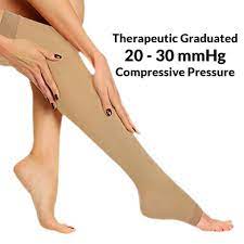 Thigh High Compression Stockings 20 30mmhg With Open Toe For Men And Women From Lemon Hero Fda Registered Best Leg Support Hose For Varicose Vein Treatment Swollen Legs Large Beige
