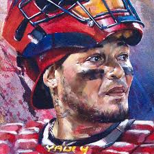 My fifth portrait of @cardinals catcher Yadier Molina, which was donated to  the Josh Seidel Memorial Foundation fundraiser last weekend. Yadi is  playing his 19th and final season in St. Louis and