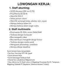 Pt interaksi daya tama adalah sebuah perusahaan yang bergerak di bidang consultant management / sumber daya manusia yang telah berdiri sejak tahun 2017 hingga saat ini di indonesia. Lowongan Kerja Akunting Dan Multimedia Cv Budi Luhur Magelang Loker Swasta