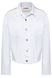 Janelle Cropped Iridescent Paneled Denim Jacket