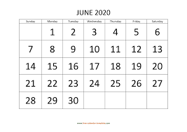 June 2021 calendar free printable june 2021 calendar. June 2020 Calendar Designed With Large Font Horizontal Free Calendar Template Com