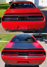 Black And Red Challenger Satin Black Custom Hood Roof Decklid Wrap For A Red Dodge Challenger I Just Wanted To Drop You A Line To L Dodge Challenger Racing Stripes Rally Stripes
