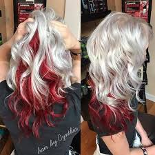 Long amazing hair with platinum blonde above and red underneath! Pin By Victoria Strickland On Hair Color Wild Hair Color Undercolor Hair Long Hair Styles