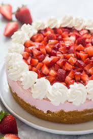 This No Bake Strawberry Cheesecake Is Light Fluffy And Loaded With Strawberry Puree And Stra Strawberry Cheesecake Recipe No Bake Summer Desserts Savoury Cake
