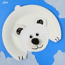 Polar Bear Paper Plate Craft Animal Crafts For Kids Bear Crafts Polar Bear Craft