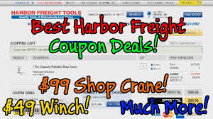 Find the best coupons & deals in the harbor freight monthly ad. How To Get Amazing Harbor Freight Coupon Deals 99 Shop Crane 49 Winch Many More Youtube
