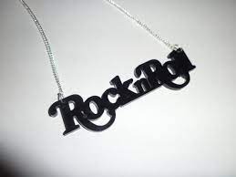 Black Acrylic Rock N Roll Necklace Silver Chain Emo Goth Punk Rock And Roll Slogan Etc 8 99 Via Etsy Gothic Jewelry Necklace Silver Necklaces