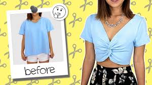 Diy T Shirt Transformed Into Twisted Crop Top Coolirpa T Shirt Diy Diy Clothes Diy Clothes Refashion