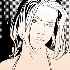Black And White Pop Art Line Drawing Comic Girl Line Art Pop Art Girl Line Art Black And White Lines