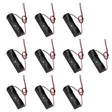 Zrm E 10 Pack Aa 1 5v Battery Case Holder 1 Slots Battery Spring Clip Storage Box With Black Red Wire Leads Battery Cases Black And Red 10 Things