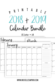 2018 2019 Printable Calendar Bundle This Bundle Includes Both 2018 And 2019 Free Printable Calendar Monthly Monthly Calendar Template Blank Monthly Calendar