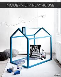 Diy Modern Playhouse Oh My Gosh So Cute They Could Even Hang A Blanket Over It For A Fort Diy Playhouse Play Houses Kids Bedroom
