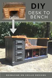 Repurposed Furniture Desk To Bench Desk Makeover Furniture Diy Home Decor Farmhouse Furniture Makeover Desk Makeover Diy Desk