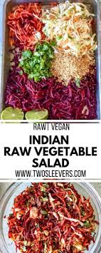 Beets Carrots And Cabbage Combine To Make A Quick Indian Raw Vegetable Salad That Is As Beautiful A Raw Vegetable Salad Raw Vegetables Recipes Raw Vegetables