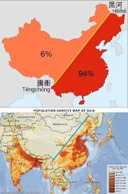The Heihe Tengchong Line 94 Of The Chinese Population Lives East Of This Line 558x840 China Map Map Asia Map