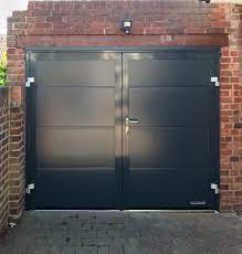 Hormann Nt60 Horizontal L Ribbed Side Hinged Garage Door Finished In Anthracite Grey Side Hinged Garage Doors Garage Door Hinges Garage Doors