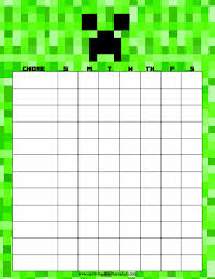 printable minecraft chore chart