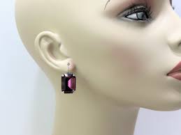 Splendidi orecchini di cristallo di ametista, regali per damigelle d'onore,  grandi orecchini ottagonali, regalo di gioielli, orecchini viola di  ametista, regali di Natale