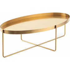 Nuevo Modern Furniture Hgde130 Gaultier Coffee Table Gold Brushed Stainless Steel Oval Coffee Tables Gold Coffee Table Stainless Steel Coffee Table