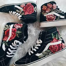 Unisex Custom Rose Floral Embroidered Patch Vans Vans Shoes Patch Handmade Sk8 Rose Floral Instagram Embroidered Vans Sneakers Shoes