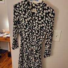 Green and cream polka dot Hobbs Dress, Barely worn....