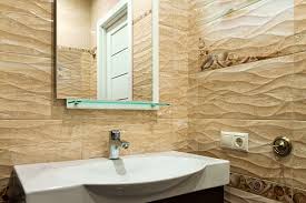 white round sink with mirror brown