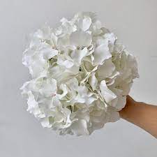 This bouquet of flowers is composed of white hydrangeas and lilies. White Hydrangea Stem Berrys And Grey