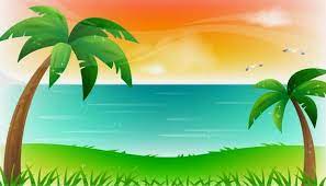 Gambar pemandangan pantai kartun berwarna inspirasi desain menarik pantai sejuk musim panas yang handpainted tepi pantai hiasan lukisan Gambar Pemandangan Laut Kartun