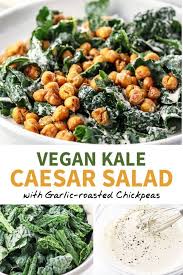Kale Caesar Salad With Tahini Dressing Detoxinista Recipe Vegan Salad Recipes Chickpea Recipes Roasted Caesar Salad Recipe