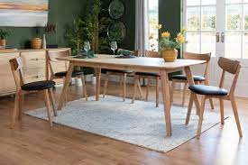 Furnitureland california round solid oak extending dining table and 4 wood ladder back chairs. 150cm Medium Oak Extendable Dining Table Rho Ez Living Furniture